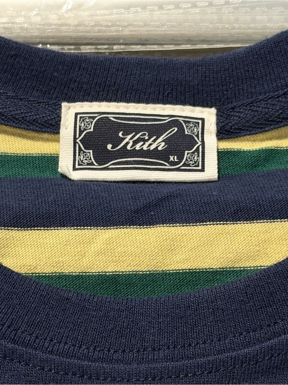 Kith Navy, Yellow & Green Striped Crewneck Sweater